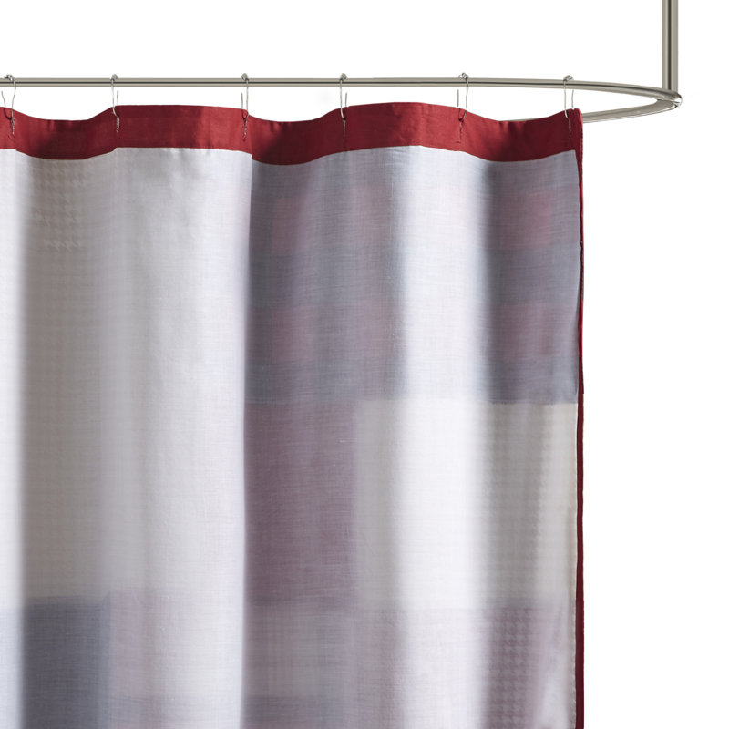 Sunset Patchwork Multicolor Cotton Shower Curtain with Liner