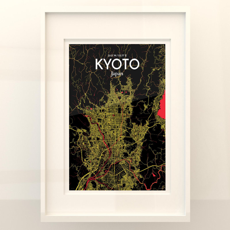 Kyoto City Map In Contrast - No Frame Print, 27.6cm H x 19.7cm W x 0.05cm D