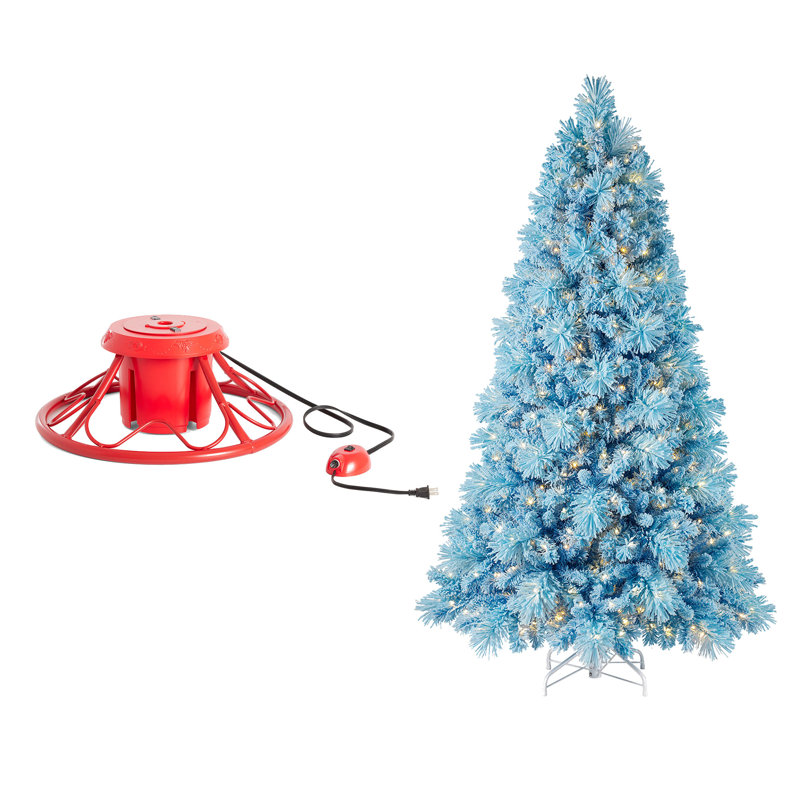 The Holiday Aisle® Rotating Tree Stand Base w/Snowdrift 6.5' Pine Christmas Tree