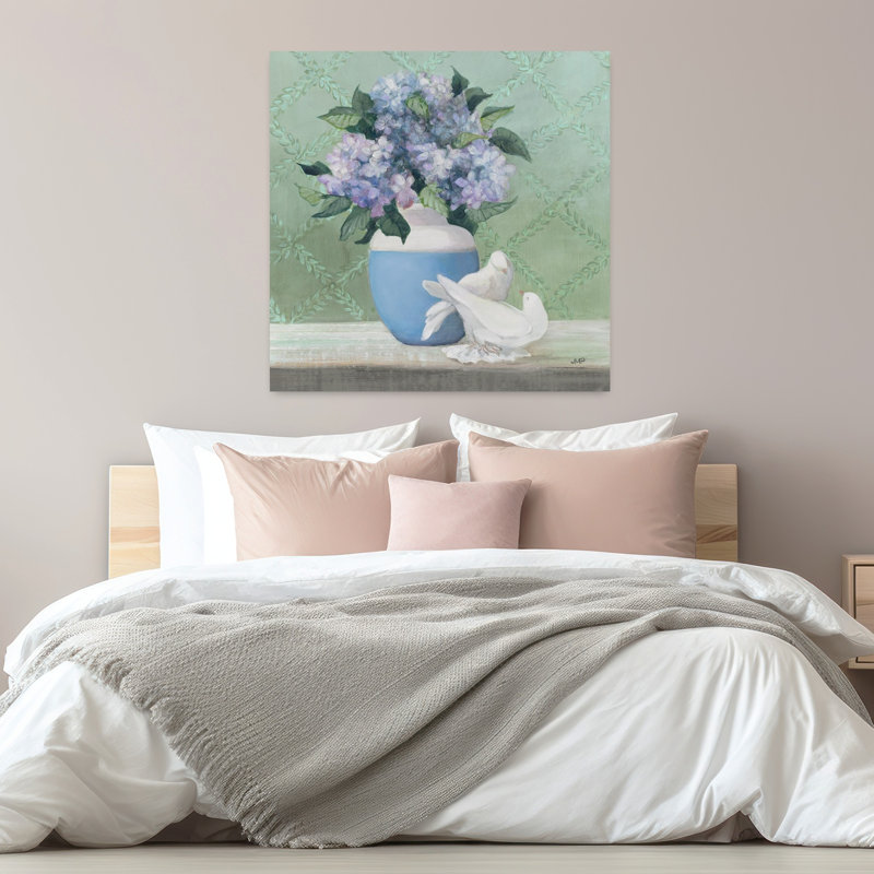 Art contemporain d'hortensia enchanté, H 32 po x l 32 po