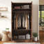 Armoire-penderie 2 portes en bois avec 3 tablettes de rangement