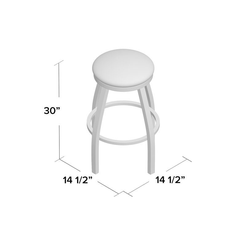 802 Misha Swivel Stool, Chrome, Vinyl-Canter Red, Bar Stool (30" Seat Height)