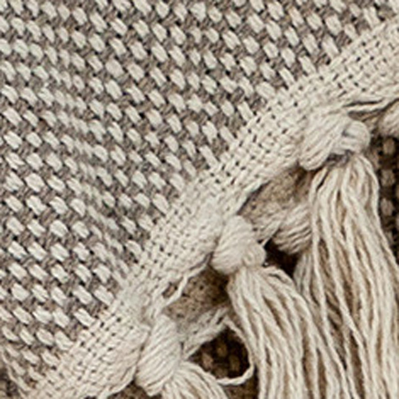 Beige Woven Wool Solid Color Reversable Throw