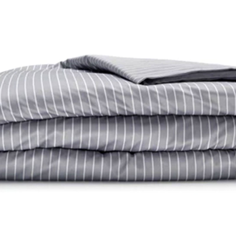 Sleepgram Supima 400 Thread Count Cotton Duvet Cover with Travel Bag, Grey, King