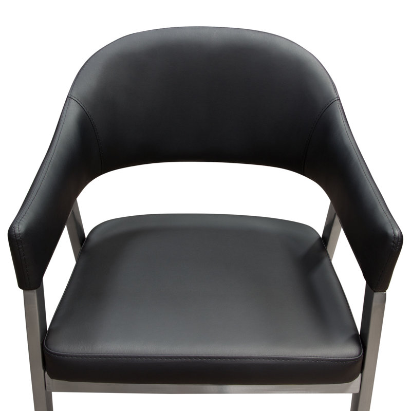 Adele Black Faux Leather Metal Frame Arm Chair Set of 2