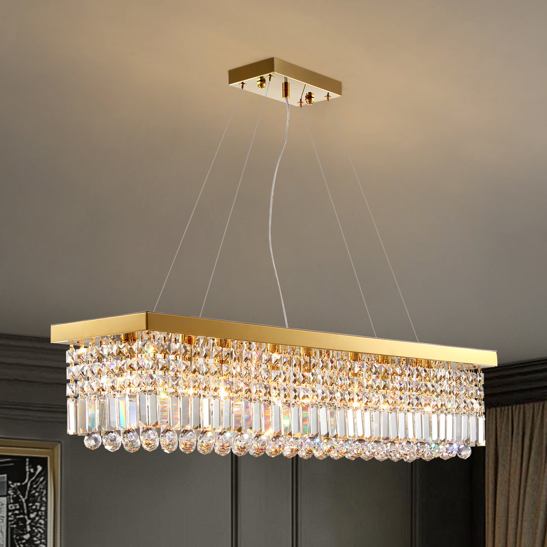 Anacelia 10-Light Rectangle Chandelier with Crystal Accents Everly Quinn 