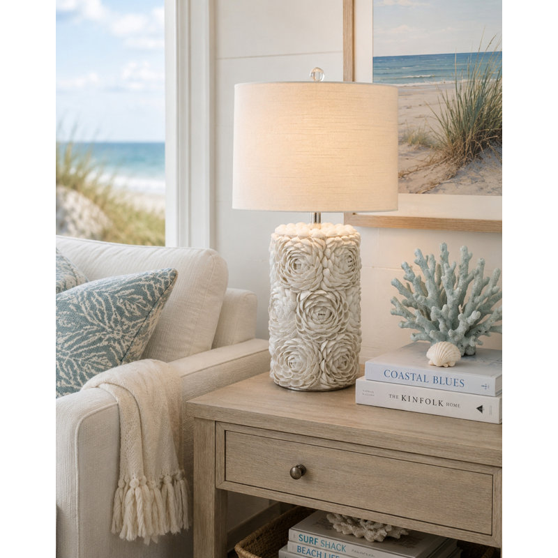 Lampe de table Rosa - 63,5 cm (25 po) - Finition coquillage naturel