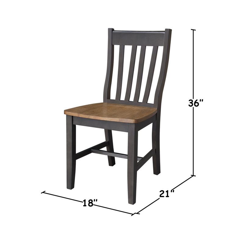 Chaise de salle à manger traditionnelle en bois massif Decovello, Charbon lavé.