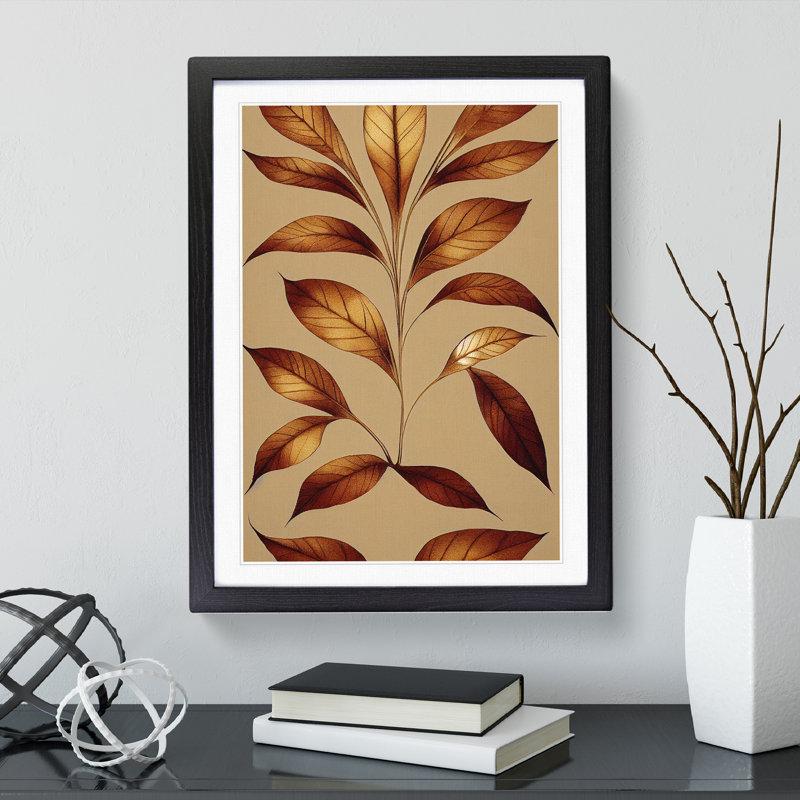A Superb Leaves - Single Picture Frame Print, 64cm H x 46cm W x 2cm D, Black