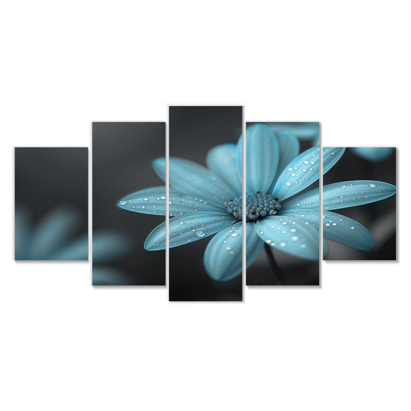 Monochromes bleus et gris marguerites brumeuses Photo IV - marguerites ensemble d'art mural
