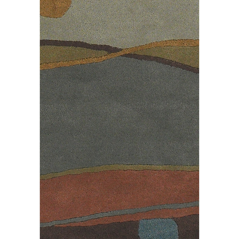 Tapis contemporain gris / orange / rouge touffeté à la main Antara, Rectangle 5 pi x 7 pi 6 po