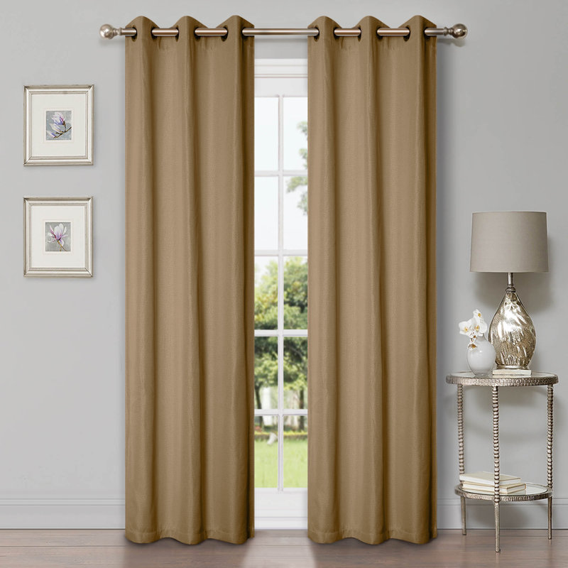 Modern Linen Inspired Classic Solid 100% Polyester Room Darkening Curtain Panel, Acorn, Grommet 42" W x 96" L