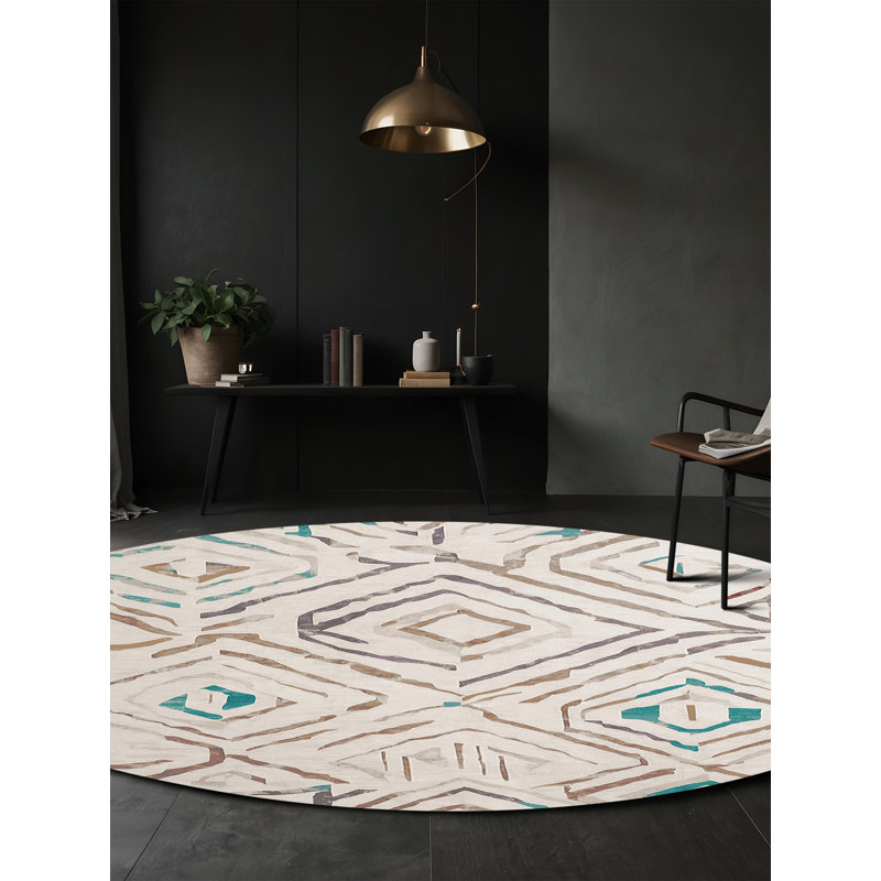 Silky Soft Plush Beige Area Rug, Round 3'