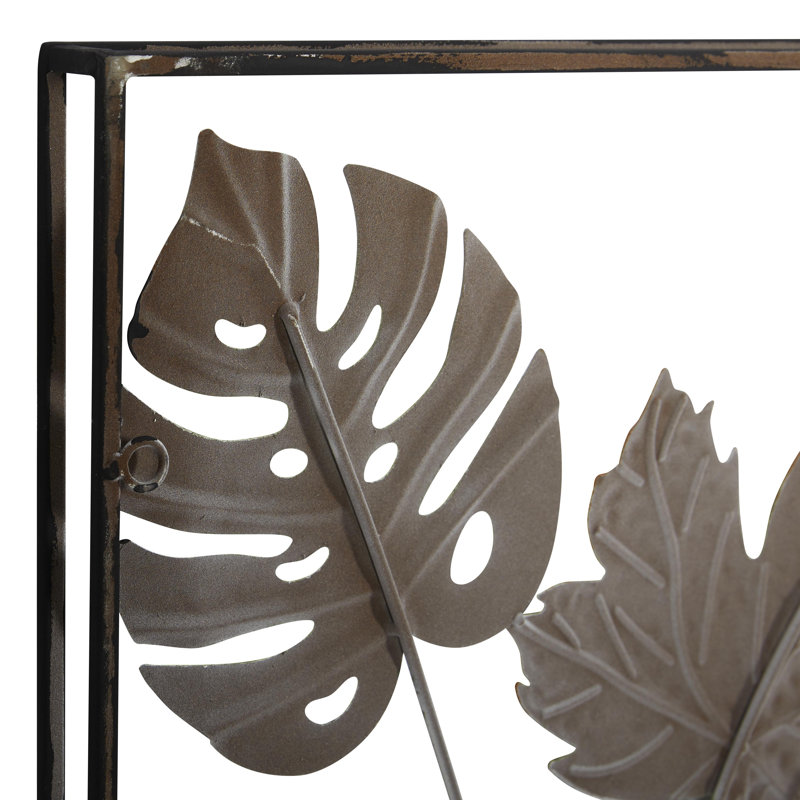 Metal Tall Cut-Out Leaf Green Wall Decor with Intricate Laser Cut Designs
