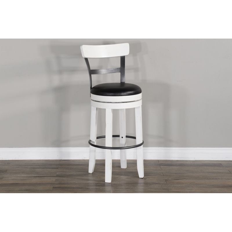 Meilani Swivel Upholstered Counter Stool, Bar Stool (30” Seat Height), Distressed White