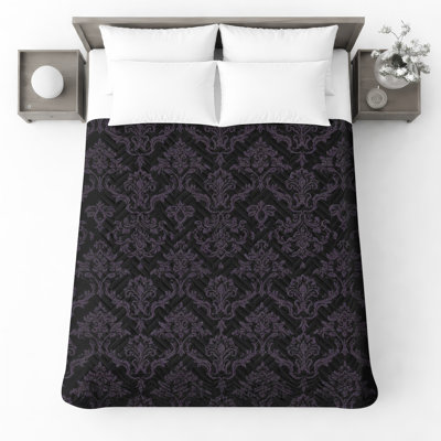 Couvre-lit matelassé à motif damassé mauve