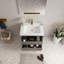 Meuble-lavabo mural de 30 po avec lavabo, armoire de rangement flottante avec comptoir en résine de pierre et tiroirs à fermeture en douceur entièrement assemblés-126271479