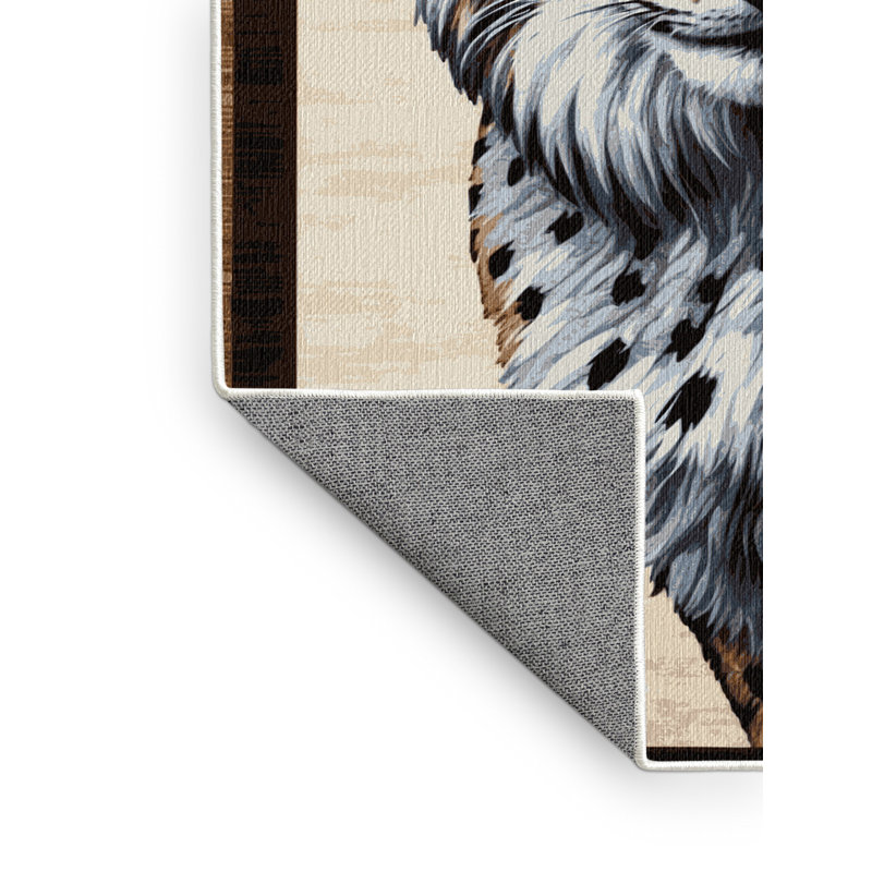 Washable Nordic Lynx Big Cats Area Rug, Square 5'