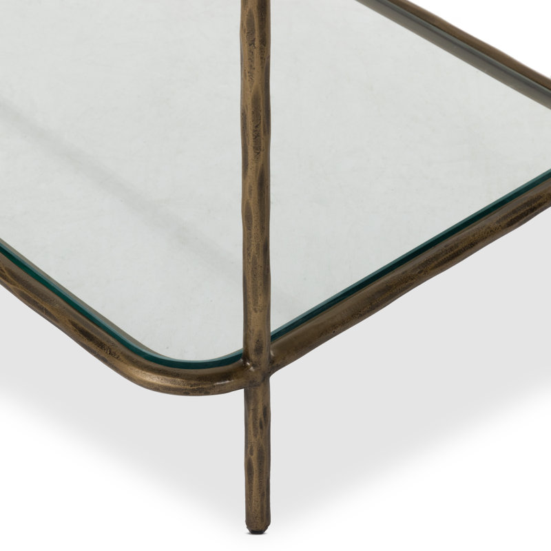 Swinton Etagere Bookcase, Hammered Aged Brass
