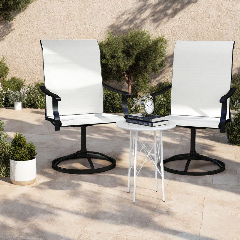 Chaises pivotantes de patio, dossier haut moderne en maille d'acier pour le jardin