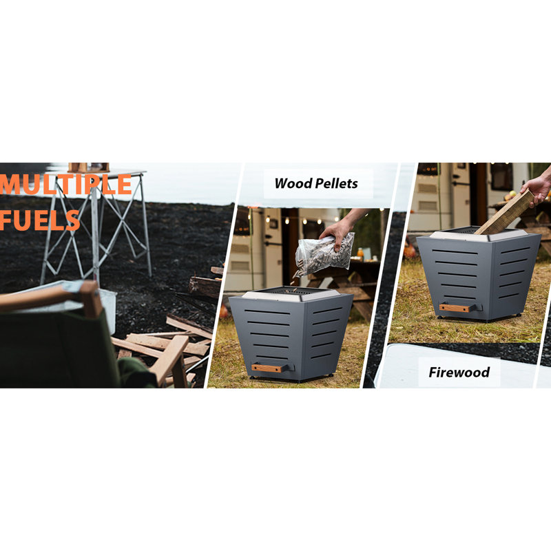 Smokeless Fire Pit 20 Inch Stainless Steel Outdoor Heating With Handles, Ash Tray, Haze Blue - Efficient, Enhancement Portable Fireplace, Tray Long Lasting, Construction