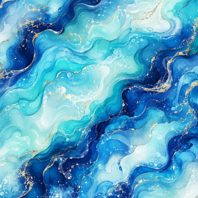Papier peint adhésif à motif de vagues abstraites bleues et turquoise, l 17,7 po x H 118 po, auto-adhésif