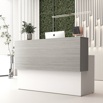 Nitzan Modern Manufactured Wood Reception Desk With Open Shelves