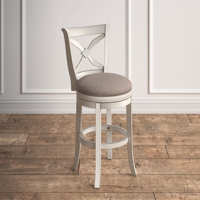 Swivel Upholstered Counter Stool with Solid Wood Frame, Bar Stool (26" Seat Height)
