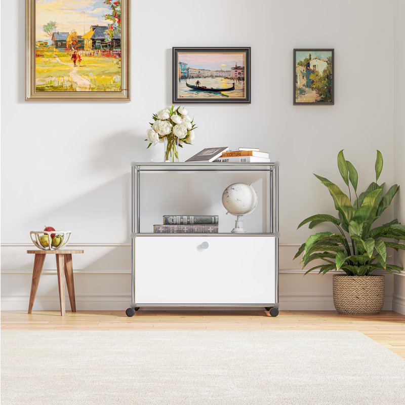 Classeur avec rangement et armoire à roulettes, Blanc