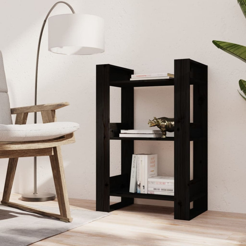 Jaiden-James 91cm H Solid Wood Etagere Bookcase, Black, 91cm H x 41cm W x 35cm D