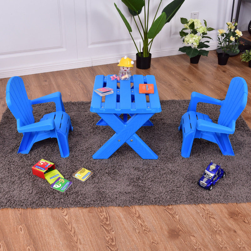 Dodd Kids Square Interactive Table and Chair Set, Blue