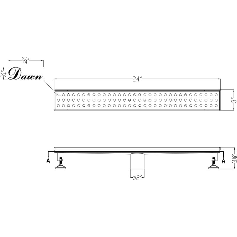 Thames River Series 24 Inch Long Stainless Steel Linear Floor Shower Drain