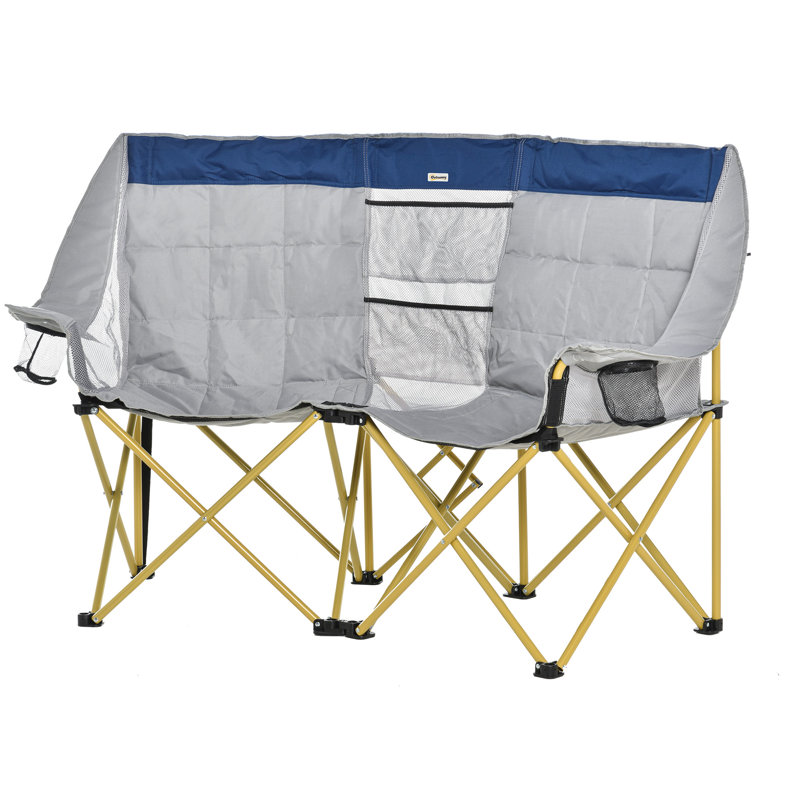 Folding Camping Chair, Navy Blue & Gray