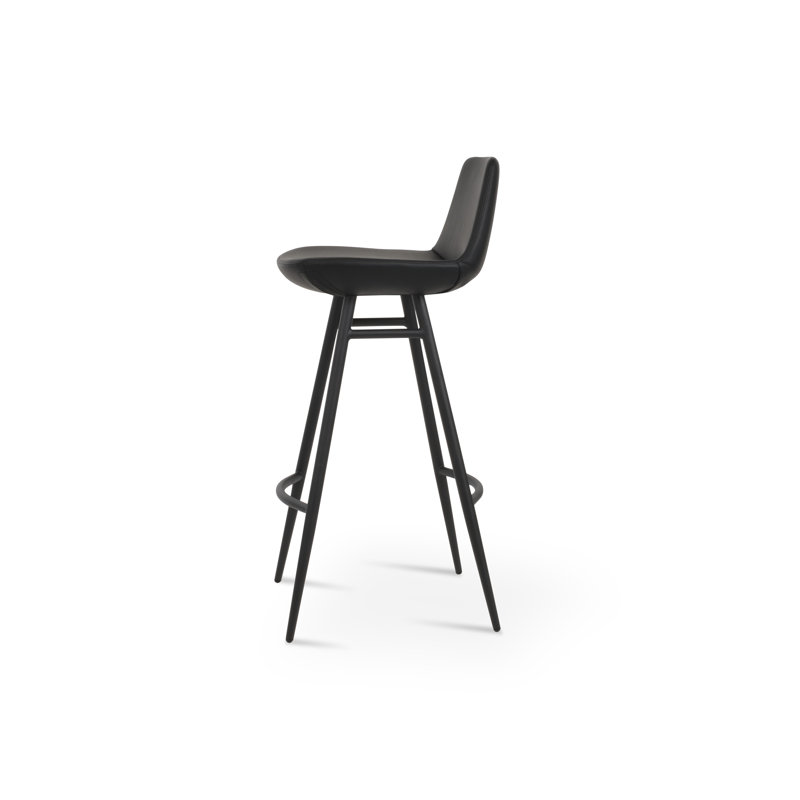 Tabouret de bar et de comptoir Pera Galata, Counter Stool (24" Seat Height), Black/SS, Black Faux Leather