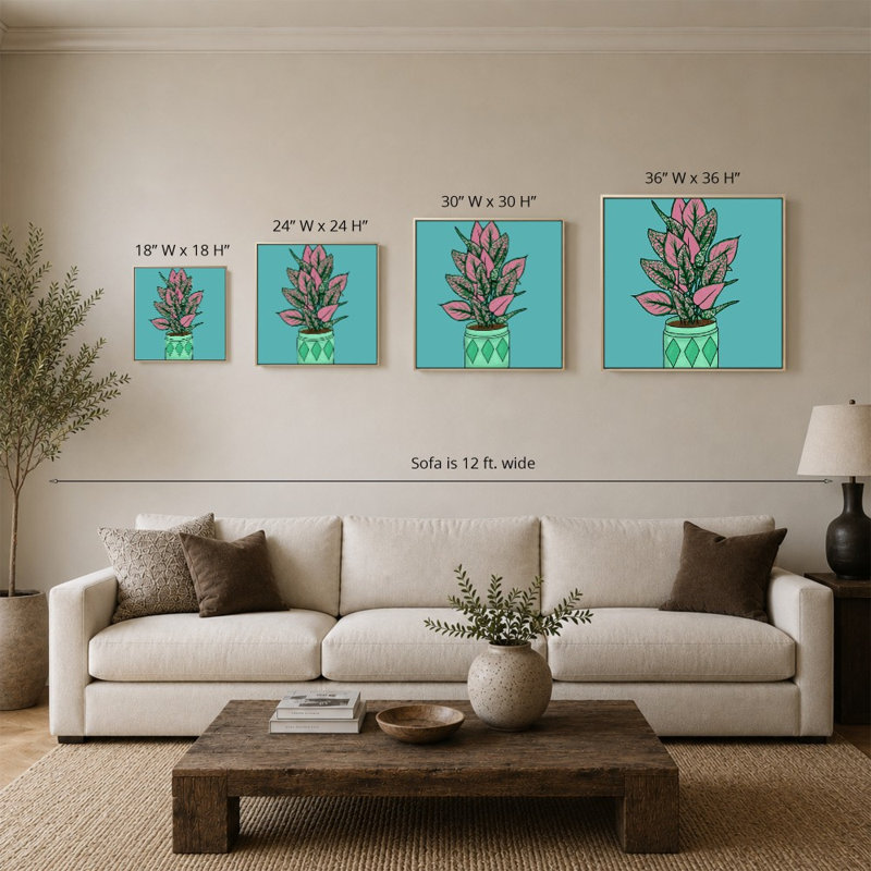 «Pots Plant On Teal III» par Jen Bucheli - impression sur toile