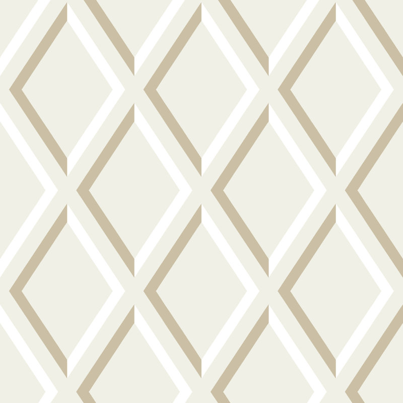 Pompeian Geometric Wallpaper Roll, Linen/Gold