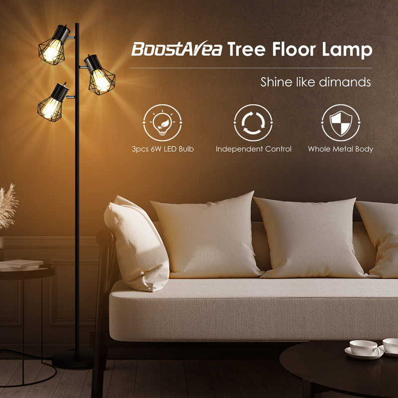 Jaimen 64.02'' Tree Floor Lamp, Tree-Black