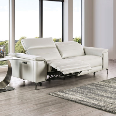 88.4" W Contemporary Power Sofa, Light Taupe