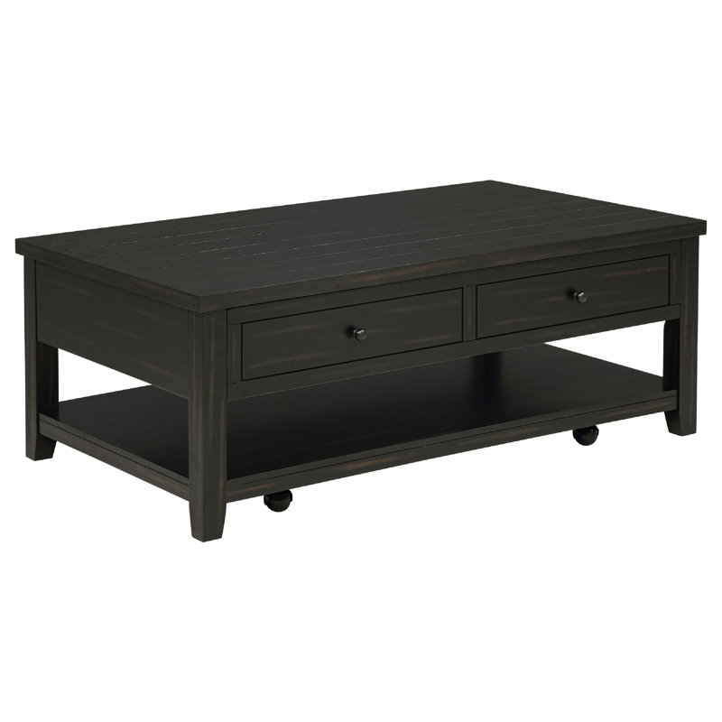 Ayne Lift-Top Coffee Table, Storage And Casters, Distressed Java 48 Inch