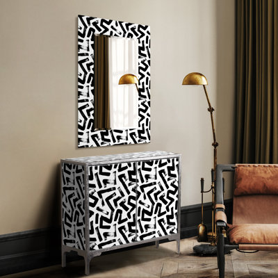 "Intertwined"  Console and Mirror Set on Reverse Printed Beveled Art Glass, by Co-Op artist Mia Xi