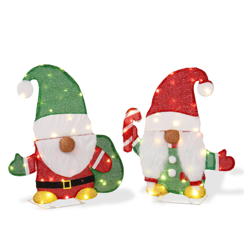  Ensemble de 2 décorations de Noël pour l'extérieur avec 80 lumières DEL blanc chaud