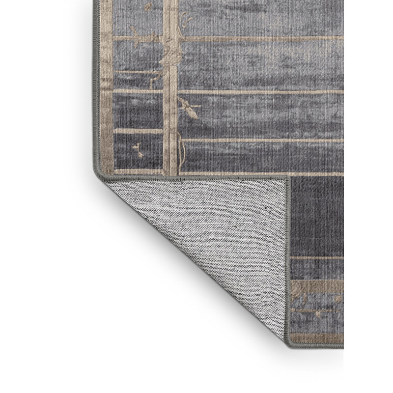 Machine Washable Gray Area Rug, Rectangle 2' x 3'