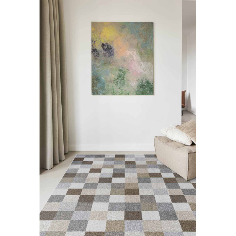 Carmer Chequered Area Rug, Rectangle 80 x 150cm