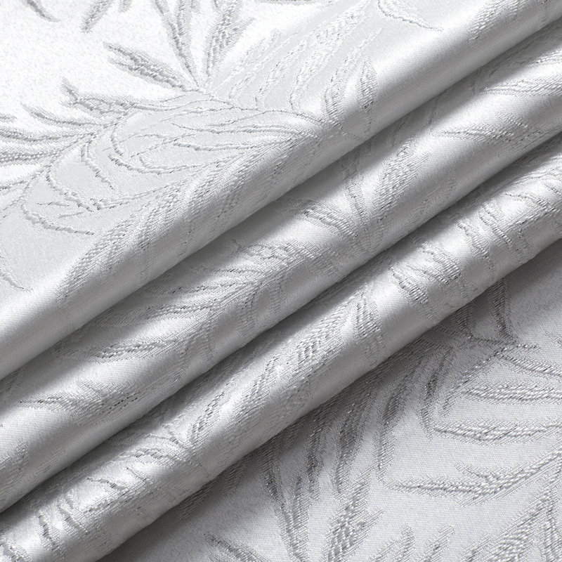Bayou Breeze Palm 3D Palm Tree Leaves Textured Weaved Lurex Designed 3D Fabric Shower Curtain 70" X 72" In White, White