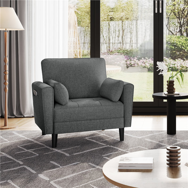 Upholstered Accent Chair, Dark Grey