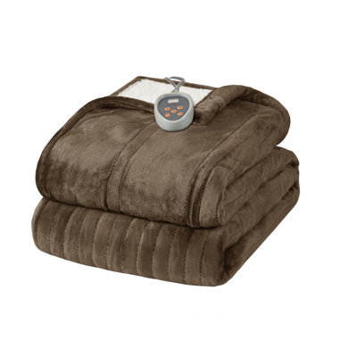 Woolrich Heated Plush to Berber Blanket,Chocolate,Twin