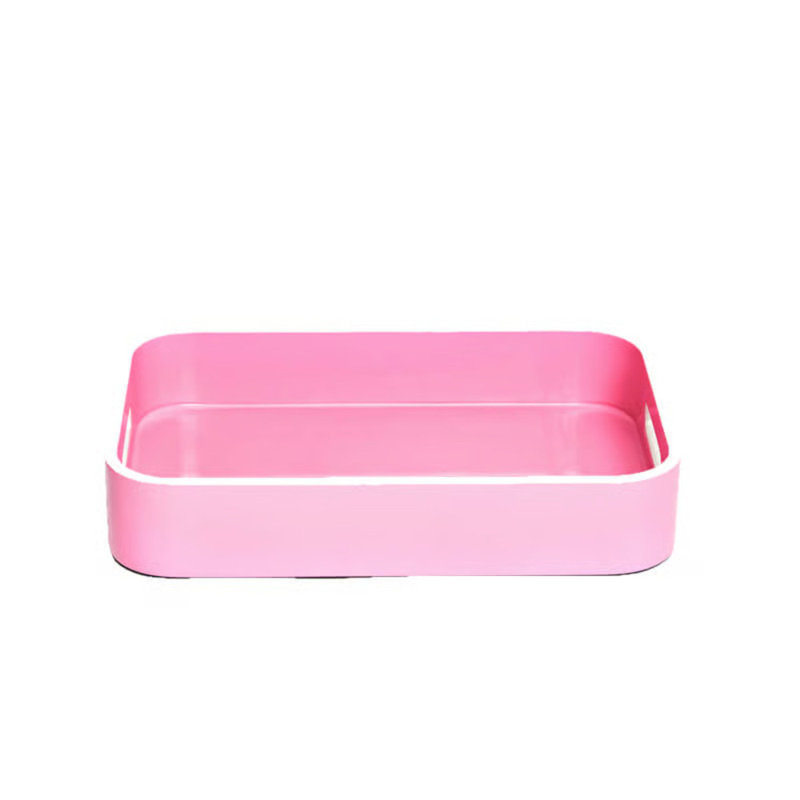 Lacquer Tray - Pink - Small, 2" H x 12" W x 8" D, Pink