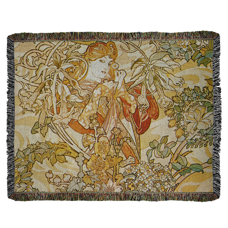 Jeté en coton alphonse mucha