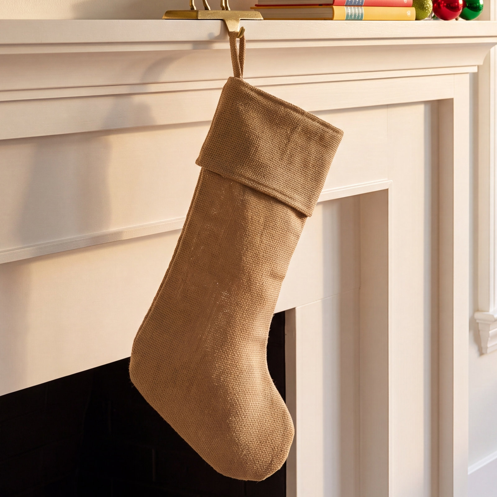 Festive Finds Burlap Stocking, 15" H x 11" W, Natural