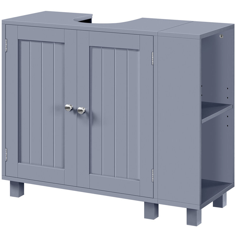 Modern Pedestal Sink Bathroom Vanity Cabinet with Adjustable Shelves and Door, Grey